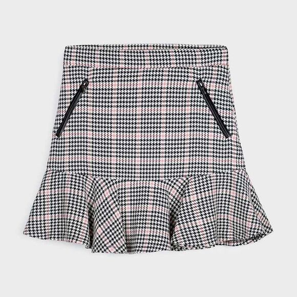 Mayoral Skirt Black & Pink Houndstooth Check with Ruffle Hem  Size 16 - Picture 2 of 12